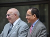 Barry Weisberg, Master of Ceremonies; Charles Kim, Peace School President